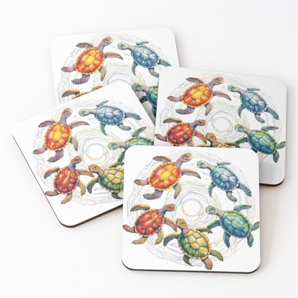 Item preview, different colored turtles in a circle designed and sold by paoloKing.