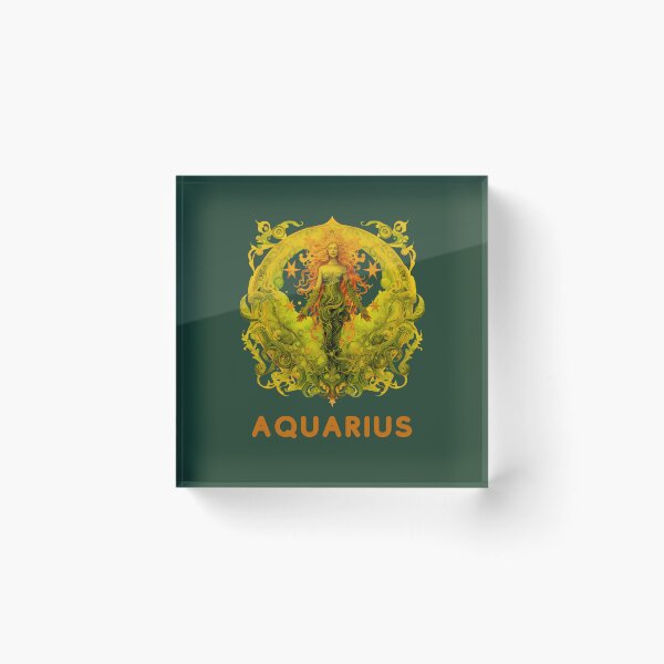 Item preview, Aquarius Zodiac-Horescope/SunSign Theme on   Green background designed and sold by CosmicNook1.