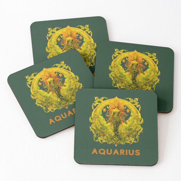 Item preview, Aquarius Zodiac-Horescope/SunSign Theme on   Green background designed and sold by CosmicNook1.