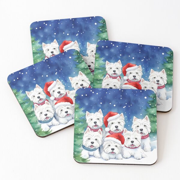 Item preview, Christmas Westies in a winter wonderland designed and sold by WarmAndWestie.