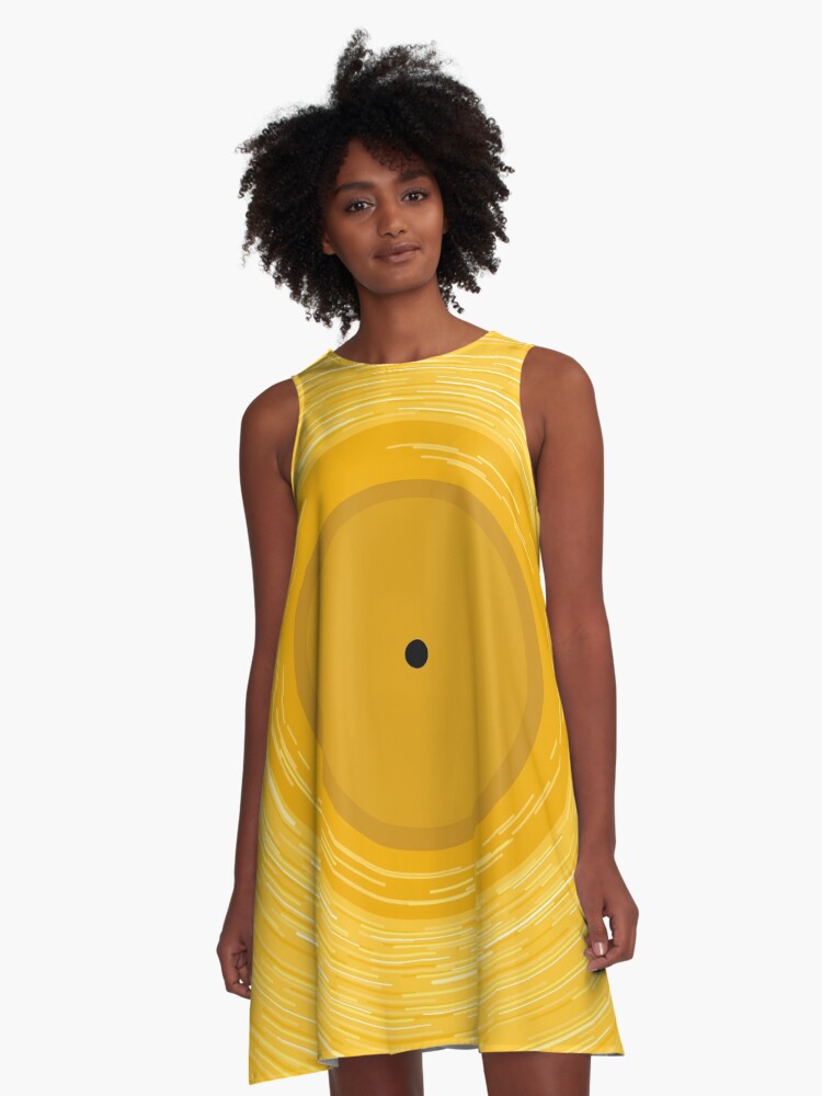 Yellow Vinyl is love black A Line Dress for Sale by animinimal Redbubble