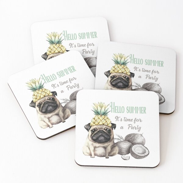 Item preview, Hello Summer. It's Time for a Pug Party designed and sold by Anastasiia Yurevych.