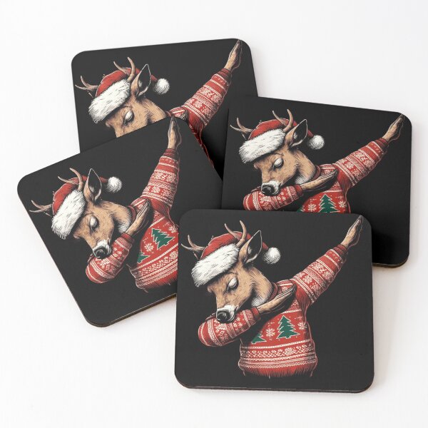 Item preview, Dabbing Reindeer with Santa Hat designed and sold by HeadTurningArt.