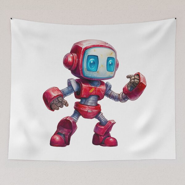 Item preview, robot retro rojo designed and sold by ZenEvoke.