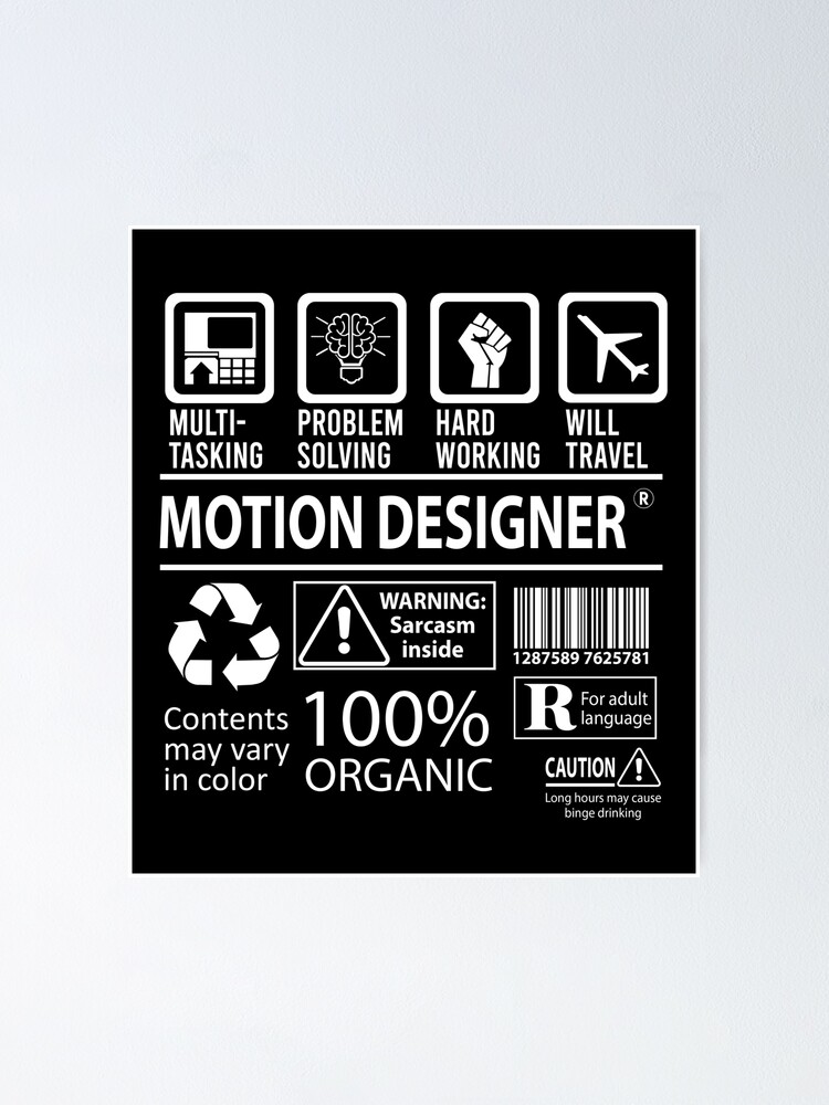 Thumbnail 1 of 3, Poster, Motion Designer - Multitasking designed and sold by alphatinost.