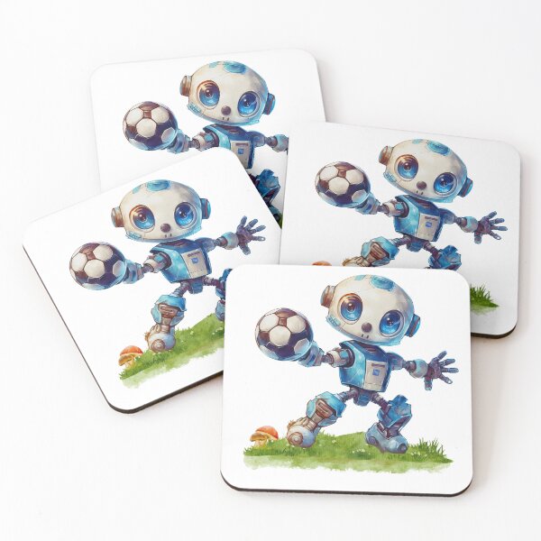 Item preview, Retro Robot Playing Football designed and sold by ZenEvoke.