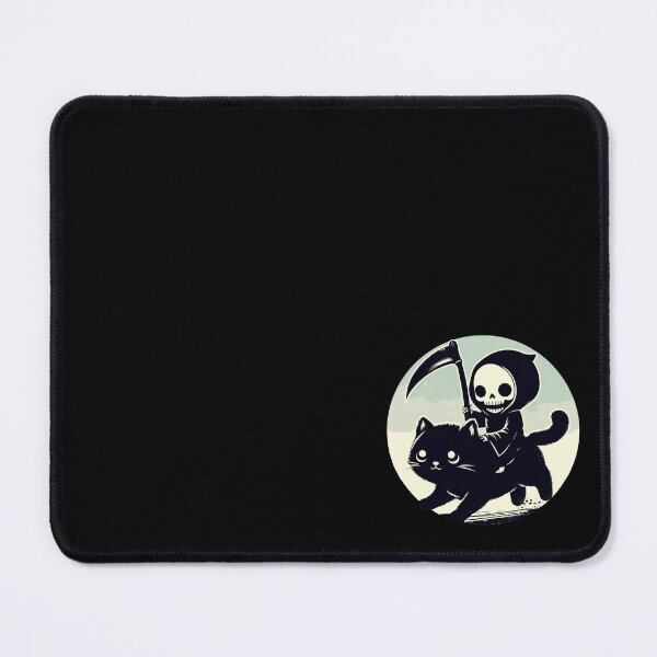 Item preview, Kawaii Grim Reaper Riding on Black Cat designed and sold by TomFrontierArt.