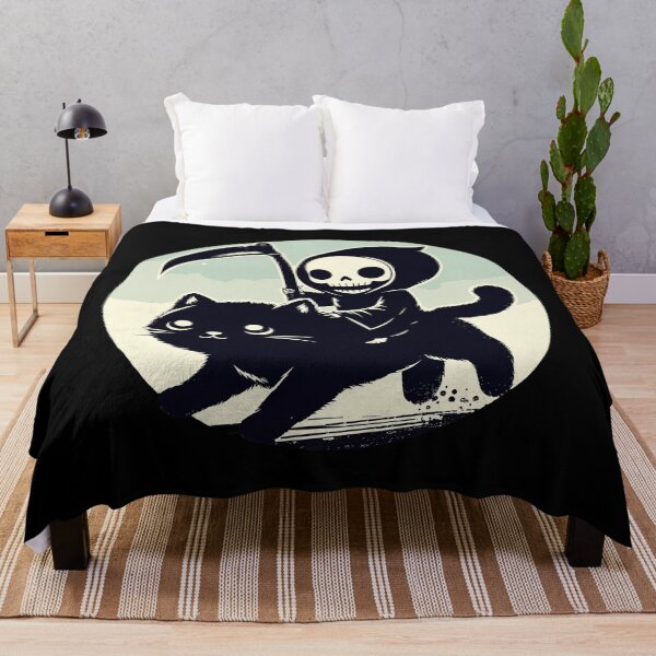 Item preview, Kawaii Grim Reaper Riding on Black Cat designed and sold by TomFrontierArt.