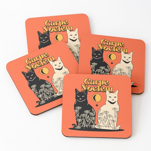 Item preview, Carpe Noctem Black Cat in orange designed and sold by charcoalcatco.