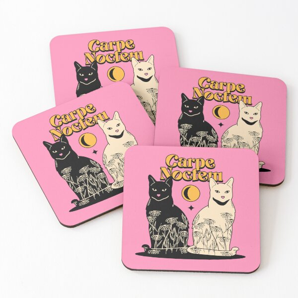 Item preview, Carpe Noctem Black Cat in pink designed and sold by charcoalcatco.