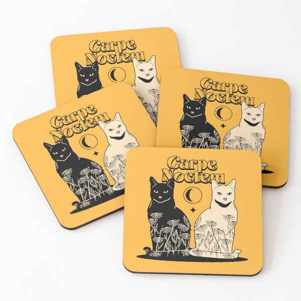 Item preview, Carpe Noctem Black Cat in yellow designed and sold by charcoalcatco.
