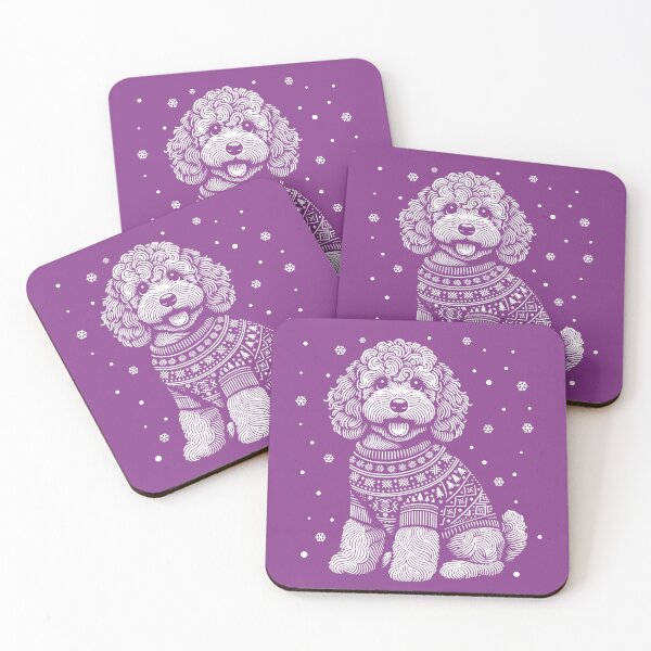 Item preview, Christmas Cockapoo, Dog Wearing a Winter Sweater Purple designed and sold by hidden-design.