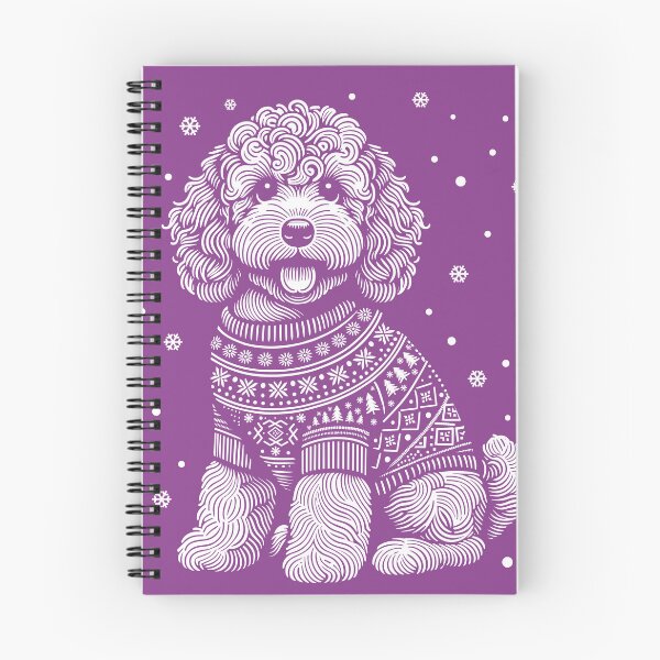 Artikelvorschau, Weihnachtscockapoo, Hund, der einen Winterpullover in Lila trägt entworfen und verkauft von hidden-design.