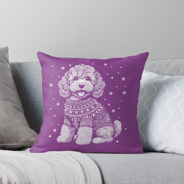 Item preview, Christmas Cockapoo, Dog Wearing a Winter Sweater Purple designed and sold by hidden-design.