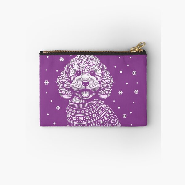 Item preview, Christmas Cockapoo, Dog Wearing a Winter Sweater Purple designed and sold by hidden-design.