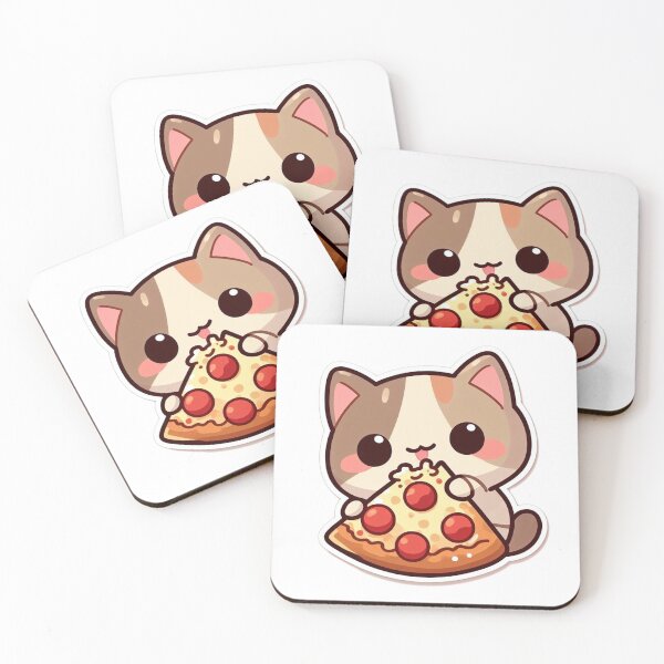 Item preview, kitty eating pizza designed and sold by Booksshack.