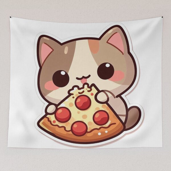 Item preview, kitty eating pizza designed and sold by Booksshack.