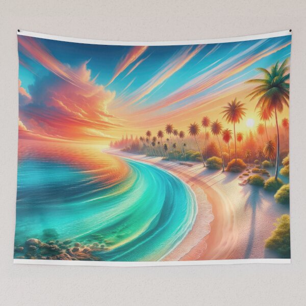 Item preview, Sunset Serenade: Palm Tree Shadows on the Shore designed and sold by GoBeyondChannel.