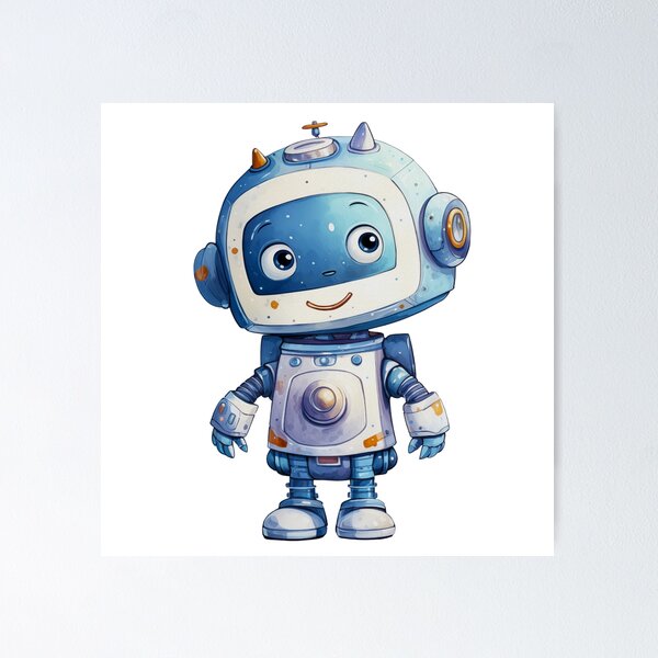 Item preview, Retro Blue Robot  designed and sold by ZenEvoke.