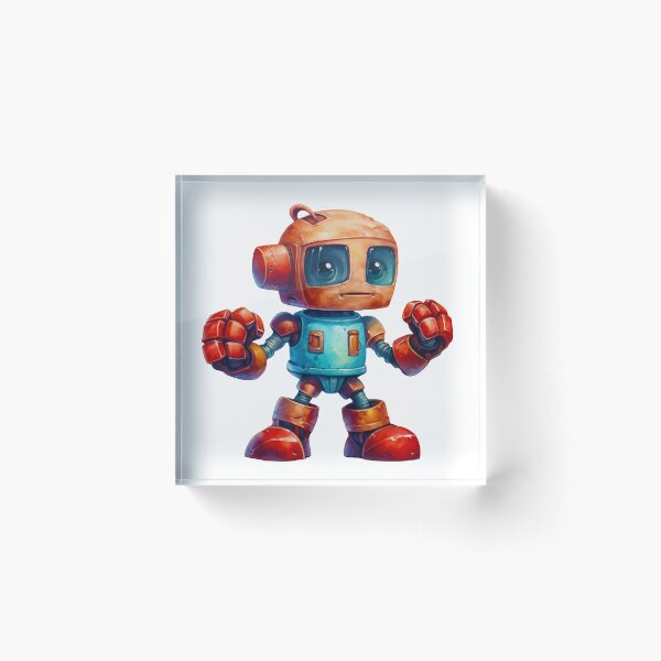 Artikelvorschau, Roter und blauer Retro-Roboter entworfen und verkauft von ZenEvoke.