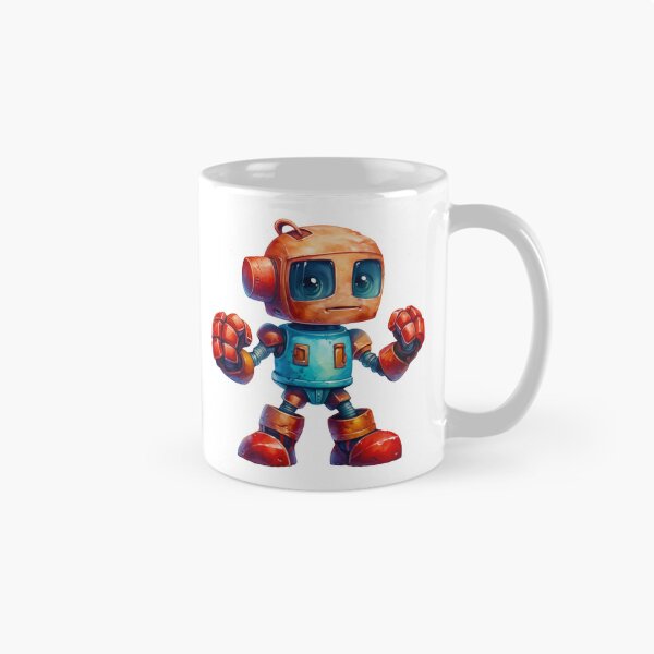 Artikelvorschau, Roter und blauer Retro-Roboter entworfen und verkauft von ZenEvoke.