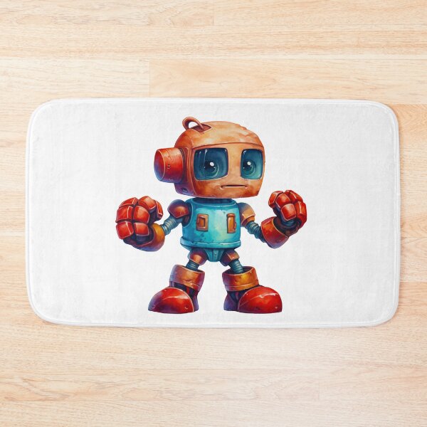 Artikelvorschau, Roter und blauer Retro-Roboter entworfen und verkauft von ZenEvoke.