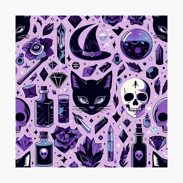 Item preview, Witchy vibes pattern designed and sold by Booksshack.