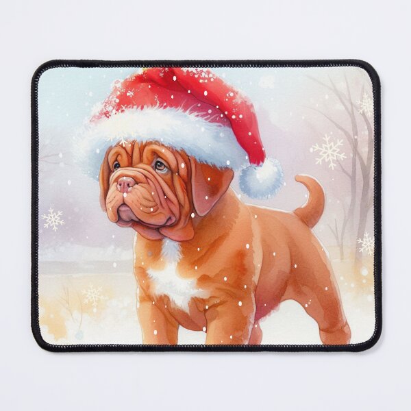 Item preview, Dogue de Bordeaux Christmas Puppy Design wearing a festive Santa Hat designed and sold by OByD.