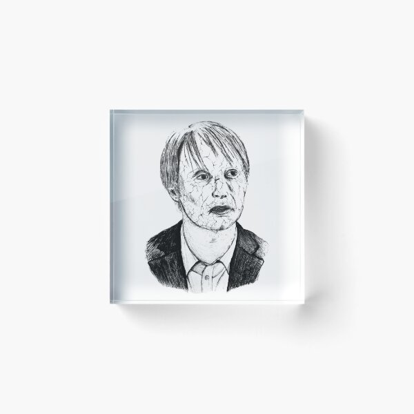Item preview, Poor Mad Mikkelsen Black Portrait Pen Drawing Transparent designed and sold by surmind.