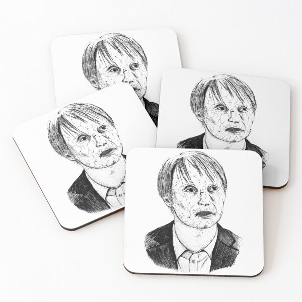 Item preview, Poor Mad Mikkelsen Black Portrait Pen Drawing Transparent designed and sold by surmind.