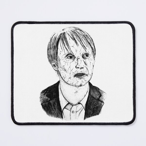 Item preview, Poor Mad Mikkelsen Black Portrait Pen Drawing Transparent designed and sold by surmind.