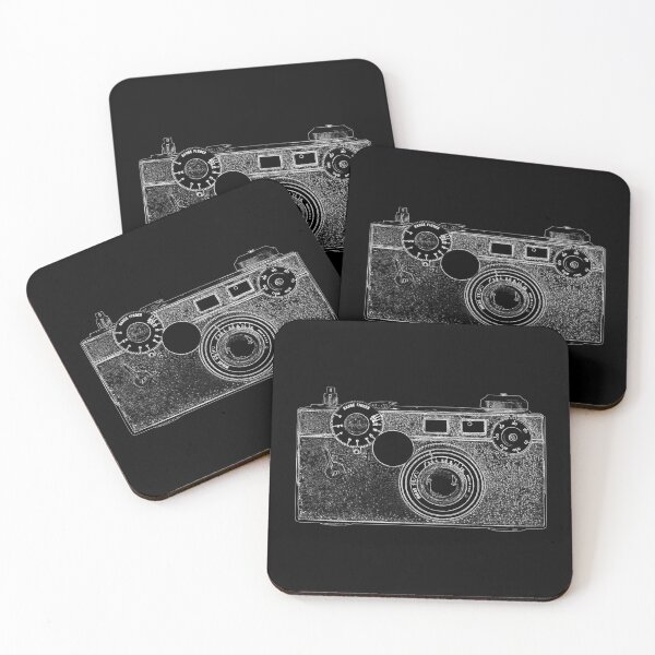 Argus Vintage Camera with White Outline Coasters (Set of 4)