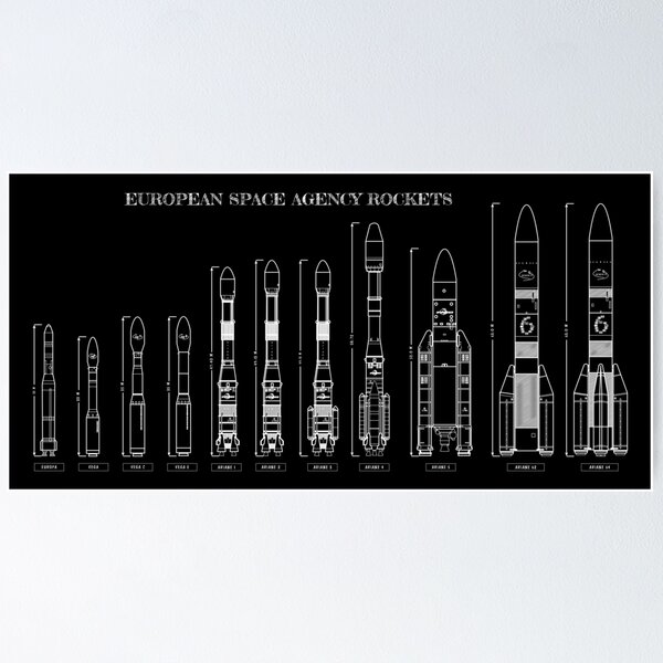 Item preview, European Space Agency Rockets - White Stencil (No Background) designed and sold by BGALAXY.