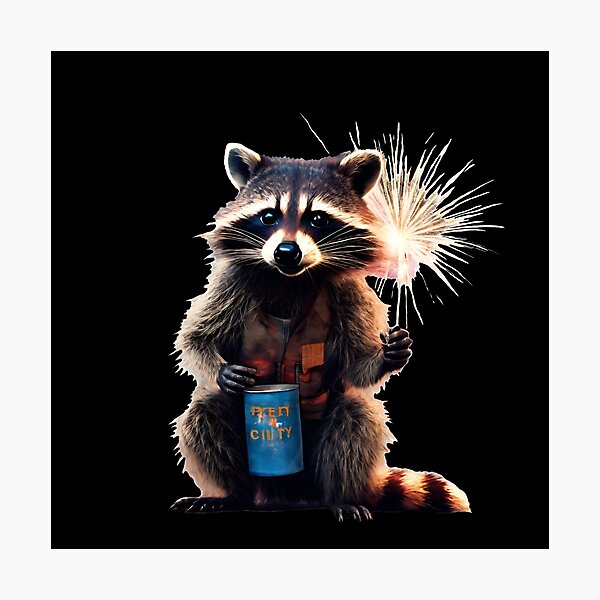 Item preview, Happy New Year Raccoon Fireworks designed and sold by Aquillashop.