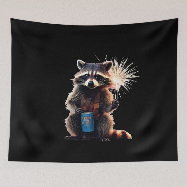 Item preview, Happy New Year Raccoon Fireworks designed and sold by Aquillashop.