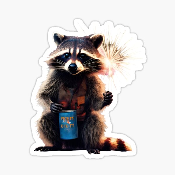 Item preview, Happy New Year Raccoon Fireworks designed and sold by Aquillashop.