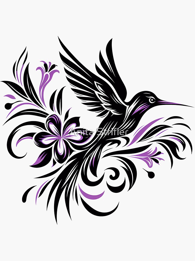 Abstract Hummingbirds Tattoo Silhouette Floral Accent Stock Vector (Royalty  Free) 2319088715 | Shutterstock