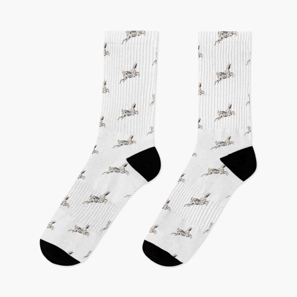 Item preview, Scandinavian White Rabbit with Floral Folk Art Details designed and sold by theprintwitch.