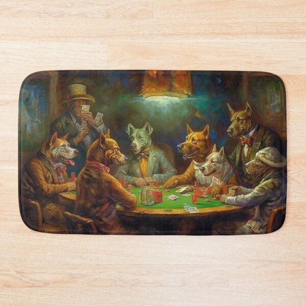 Artikelvorschau, Einzigartiges Ölgemälde, lustige Hunde, die Poker spielen, Kartenspiel, exklusives Kunstwerk A314 entworfen und verkauft von MPCFICTION.