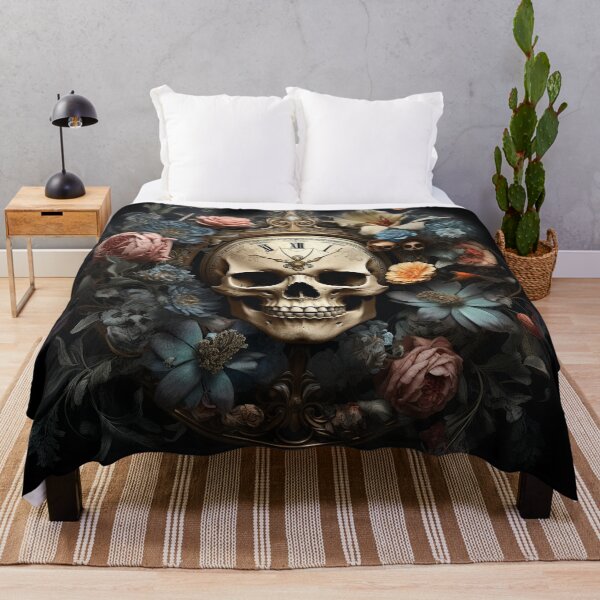 Item preview, Blue  vibe vintage skull with roses - romantic style designed and sold by DarkDesign69.