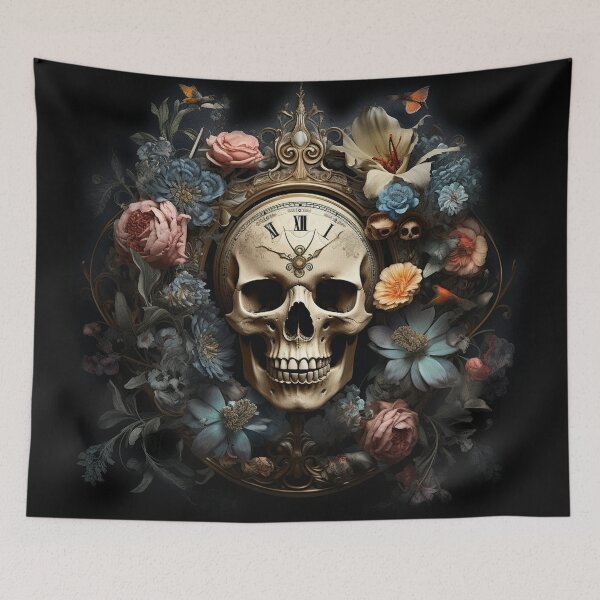Item preview, Blue  vibe vintage skull with roses - romantic style designed and sold by DarkDesign69.