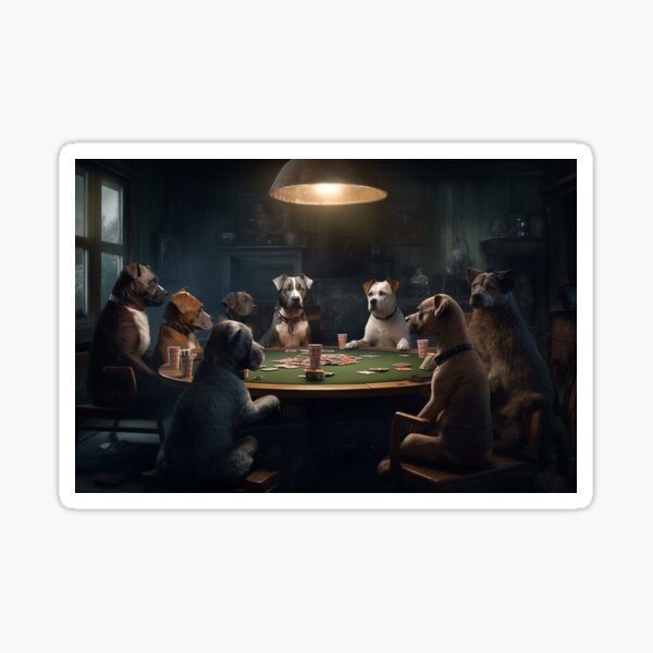 Item preview, Unique Oil Painting Funny Dogs Playing Poker Card Game Exclusive Artwork A506 designed and sold by MPCFICTION.