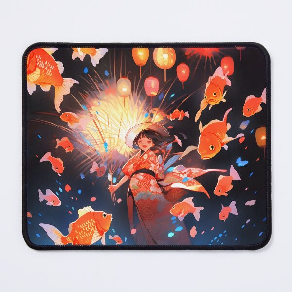 Item preview, Anime girl wearing kimono with fish floating by art designed and sold by TheArtistOf2022.