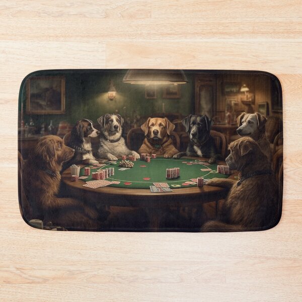 Artikelvorschau, Einzigartiges Ölgemälde, lustige Hunde, die Poker spielen, Kartenspiel, exklusives Kunstwerk A507 entworfen und verkauft von MPCFICTION.