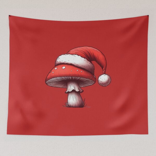 Item preview, Christmas Mushroom with Santa Hat Christmas Santa Claus Funny Cute Christmas Art Nature| Merry Christmas! designed and sold by FestivePalette.