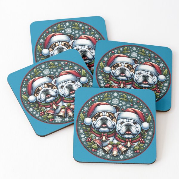Item preview, Merry Woofmas | Santa Hat Bulldog Duo – Cute Christmas Canines designed and sold by TheMostLikely.