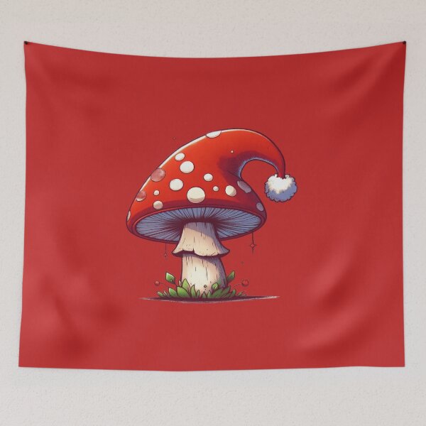 Item preview, Christmas Mushroom with Santa Hat Christmas Santa Claus Funny Cute Christmas Art Nature| Merry Christmas! designed and sold by FestivePalette.