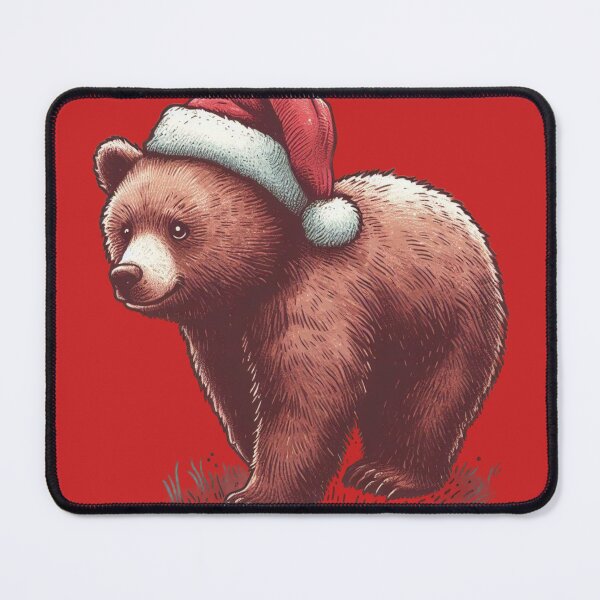 Item preview, Christmas Bear with Santa Hat Cute Bear in Christmas Cute Christmas Brown Bear with Santa Cap for Animal lovers designed and sold by FestivePalette.