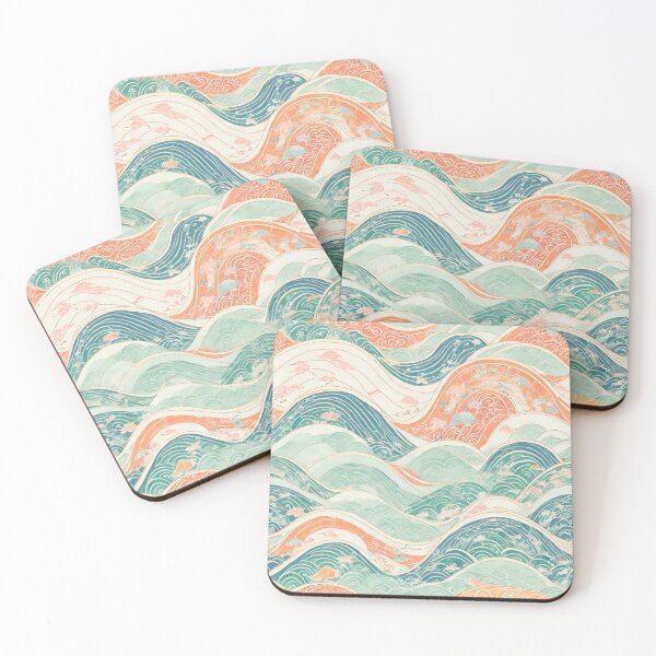Item preview, Japanese Art Ocean Sea Wave Pastel Color Painting Pattern Design  designed and sold by TheKaiZenNi.