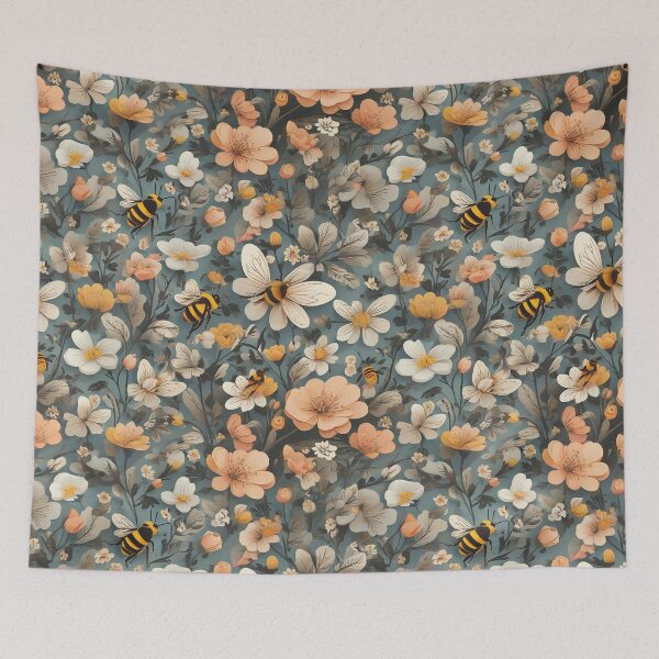 Item preview, Bees And Flowers Art Pattern designed and sold by panchiTWO.